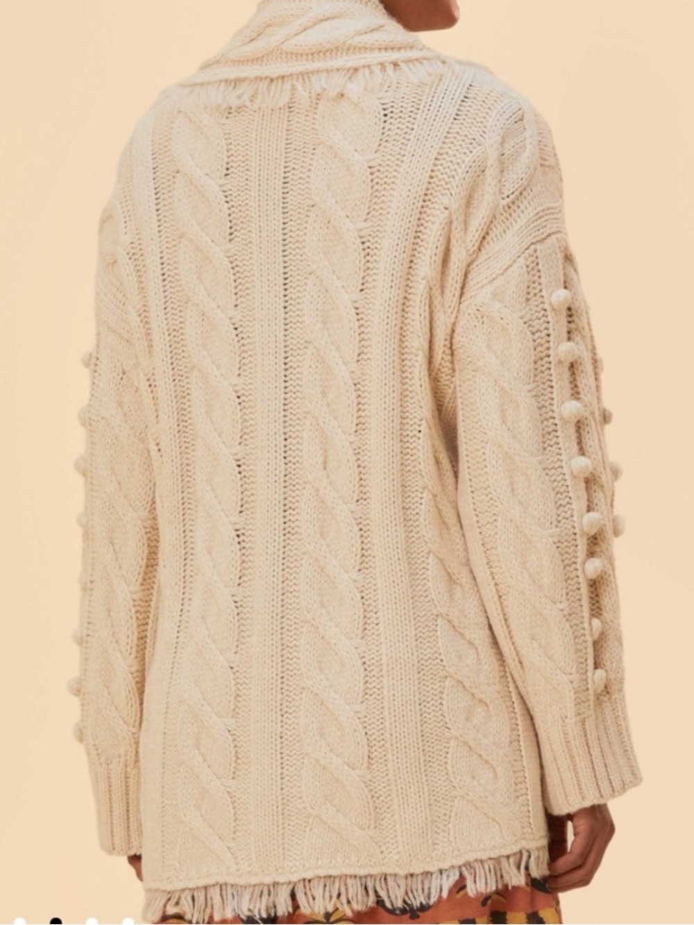 Farm Rio Khaki cream Braided Knit wrap Cardigan rope belt fall vibes sz small S - Picture 4 of 13